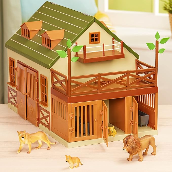 Terra by Battat – 15 Pieces Animal Hospital Playset – Wooden Vet Clinic with Openable Rooftop for Farm & Safari Animals – Pretend Play Toy for Toddlers & 3+ Years