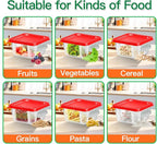 6 pcs 2qt Food Storage Containers with Lid, Square Clear Commercial Food Storage Containers with Handle and Scale for Food Storage in Home Kitchen & Dining (Red)