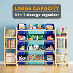 SpaceAid Toy Storage Organizer with 6 Shelves and 12 Bins, Toy Organizers Storage Bookshelf, Kids Bin Shelf Toys Box Bookcase for Bedroom Playroom Organization Room Decor, Blue and Navy Blue