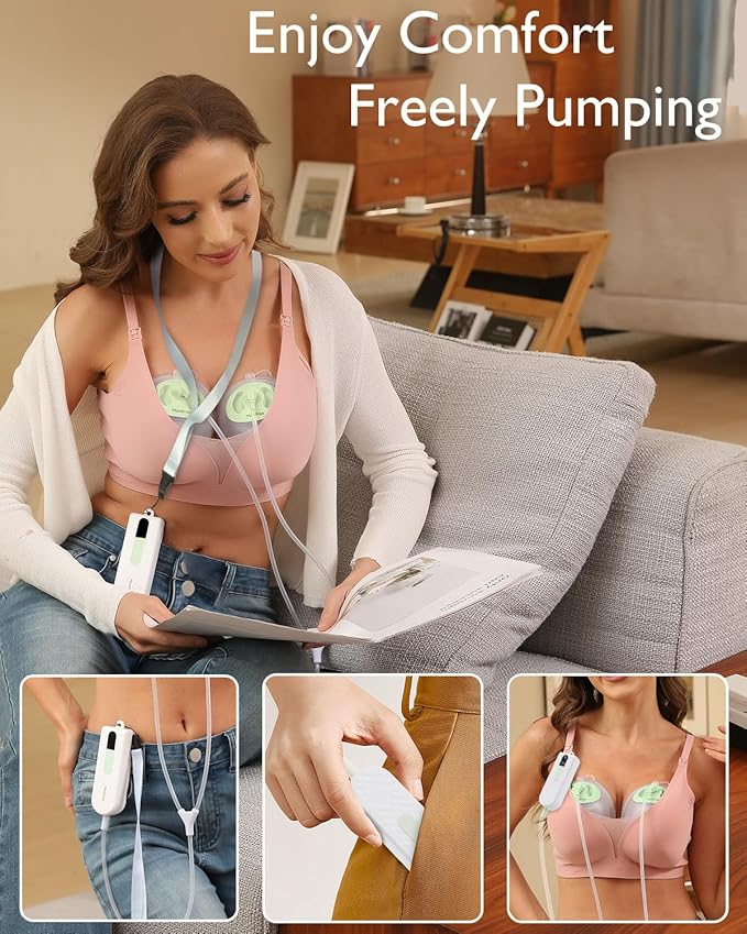 Hands Free Breast Pump K3,Portable Breastfeeding Pumps with Modes & 9 Levels,3 Fine-Tuned Rhythms,Leak-Proof & Low Noise Double Seal Flange 15-24mm