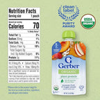 Gerber Toddler Food, Organic Summer Fruit and Veggie Smash Puree Pouch, Toddler Pouches, No Added Sweetener, No Artificial Flavors, 12-Pack