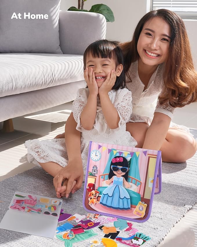 CHEFAN Felt Dress-Up Dolls Set,Pretend Play Dress Up Game with Felt Board, Outfit and Accessory Pieces,Perfect for Little Girls 3+