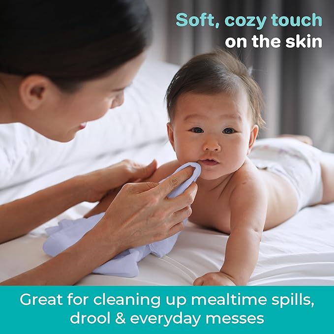 Spasilk 10-Piece Washcloth Set for Newborn Boys and Girls, Soft Terry Baby Washcloths, Baby Essentials, Blue Dots