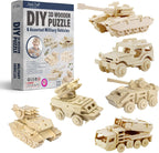 Hands Craft DIY 3D Wooden Puzzle – 6 Assorted Military Vehicles Bundle Pack Set Brain Teaser Puzzles Educational STEM Toy Adults and Kids to Build Safe and Non-Toxic Easy Punch Out Premium Wood JP2B6