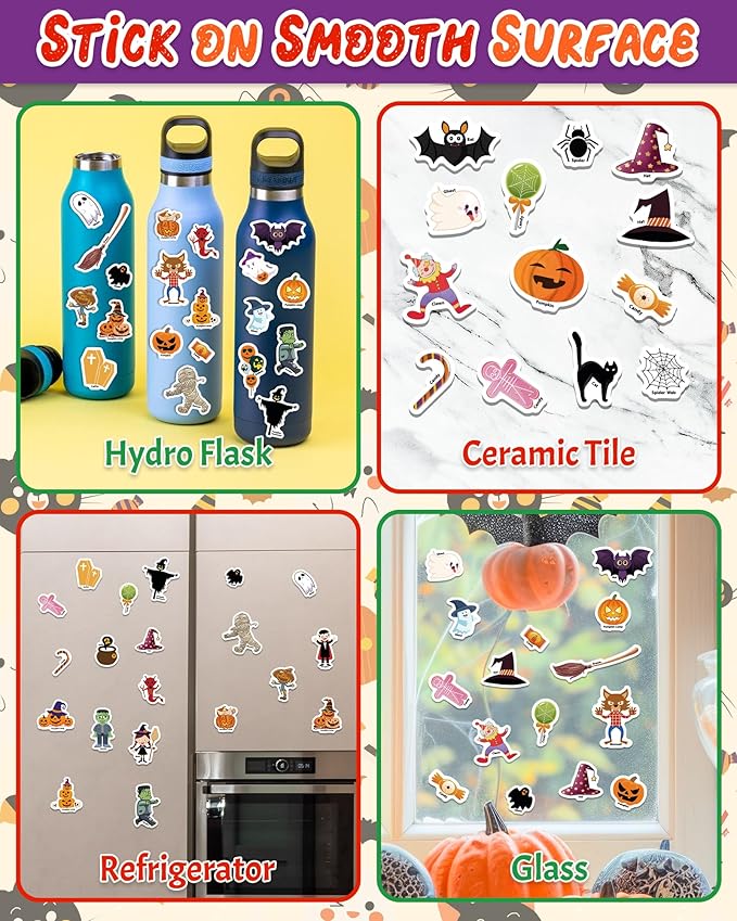 Benresive Reusable Sticker Book for Toddlers 2-4 Years, Fun Travel Stickers for Kids, Waterproof Sticker Books for Toddlers 1-3, Crafts Activities for Todddlers 1-3 2-4 3-5 - Halloween