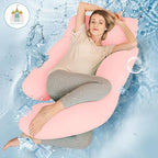Cute Castle Cooling Cover Pregnancy Pillows, Soft U-Shape Maternity Pillow with Removable Cover - Full Body Pillows for Adults Sleeping - Pregnancy Must Haves - Jumbo 57 Inch - Pink