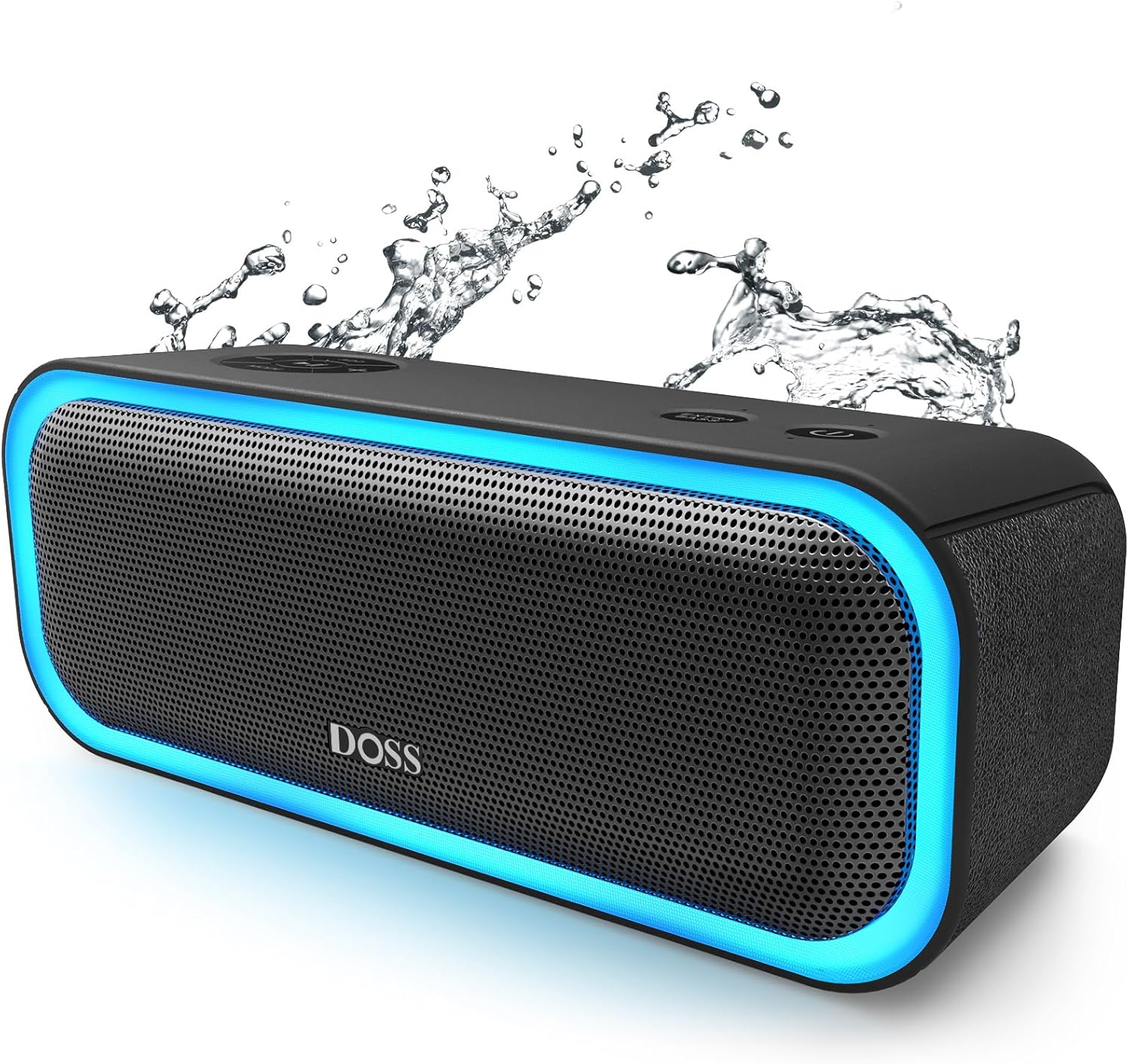 DOSS SoundBox Pro Bluetooth Speaker with 20W Stereo Sound, Active Extra Bass, 20H Playtime, IPX6 Waterproof, TWS Pairing, Multi-Colors Lights, Portable for Hiking, Camping, Beach, Outdoor, Party-Black
