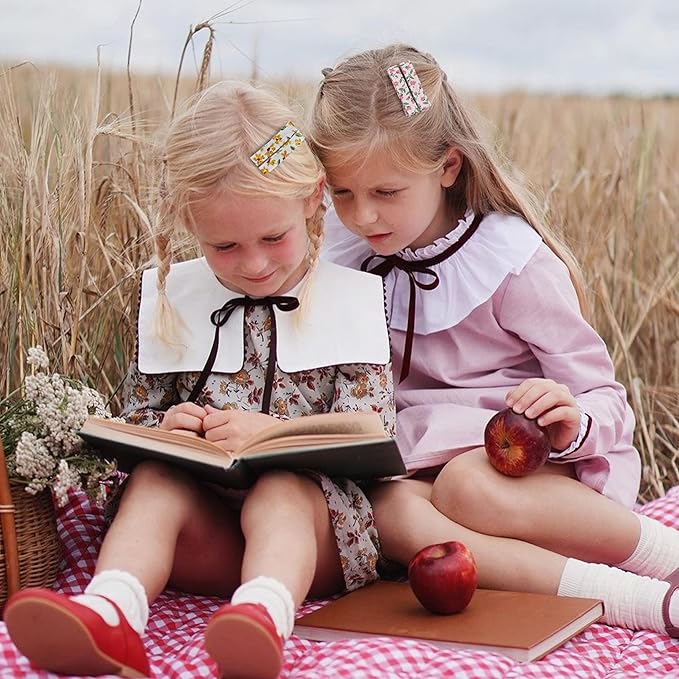 FANCY CLOUDS Hair Clips for Girls Women Toddler Baby,Assorted 20Pcs Flower Fabric Fully Lined Small Alligator Clips Hair Accessories for Teens Child Kids Gifts