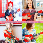 Kids Child Children Wooden Acoustic Guitar Ukulele 21 Inch 4 String Musical Instruments Perfect For Beginner (Red)