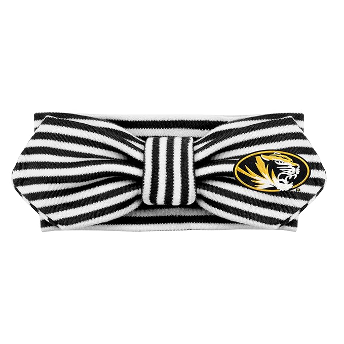 Creative Knitwear Missouri Tigers Infant Girls Black/White Striped Hair Knot Headband Embroidered Logo - Size Newborn - 4T