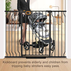 owlie 37.4" Extra Tall Wide Baby Gate for Stairs Doorways,29-52 Inch Extra Large Long Baby Gate with Door Indoor Safety Metal Pressure Mounted Pet Gate with Walk-Thru Auto Close, Black