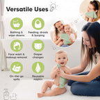 6-Pack Baby Washcloths - Soft Absorbent Viscose from Bamboo Wash Cloths for Babies, Kids, Toddlers, Infant, Newborn Bath Towels, Gentle on Sensitive Skin, 10x10 Reusable Face Towels (Pistachio)