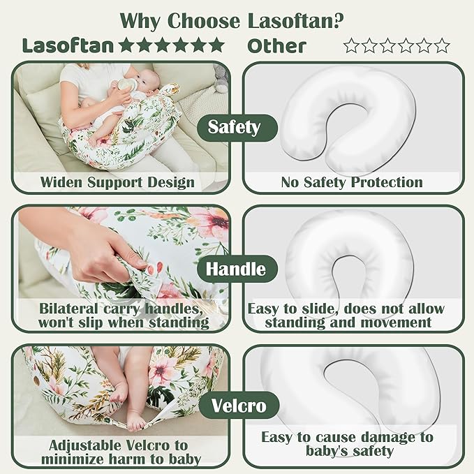 Nursing Pillow for Breastfeeding, Breast Feeding Pillow for Mom Support, Adjustable Waist Strap and Removable Cotton Cover, Rose