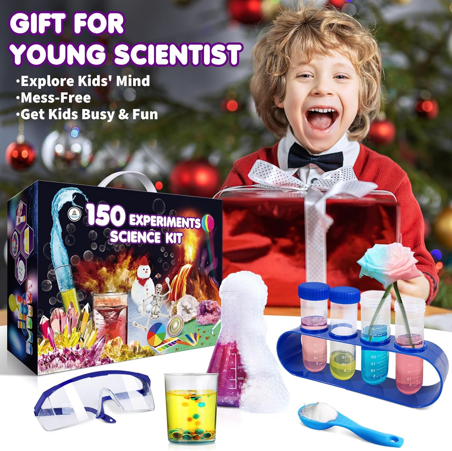 UNGLINGA 150 Experiments Science Kits for Kids Boys Girls, S.T.E.M Kit Toys Gifts Ideas Birthday Christmas, Chemistry Break Geodes, Volcano, Physics Educational Activities Project
