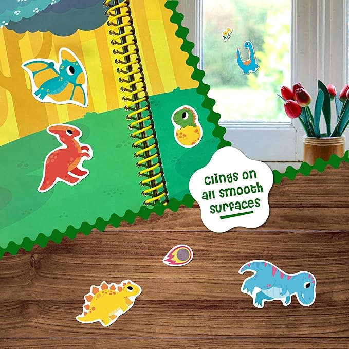 Stick4Ever Jelly Sticker Book - for Kids - Waterproof, Easy to Clean Jelly Stickers - Busy Book for Toddlers with 50 Pcs of Jelly Stickers (Dinosaurs)