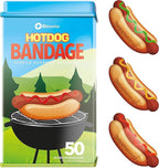 BioSwiss Bandages, Hot Dog Shaped Self Adhesive Bandage, Latex Free Sterile Wound Care, Fun First Aid Kit Supplies for Kids, 50 Count