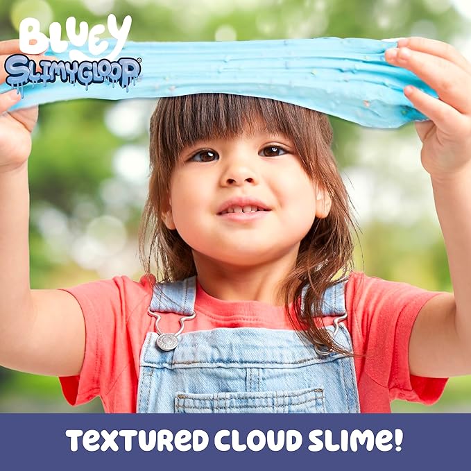 Bluey Premium Cloud Slime, Blueberry-Scented Fluffy Slime, Pre-Made Slime for Kids with Mix-Ins, Bluey Toys, Party Favors for Kids 8-12, Bluey Party Favors, Girls Toys 8-10, Toddler Travel Toys