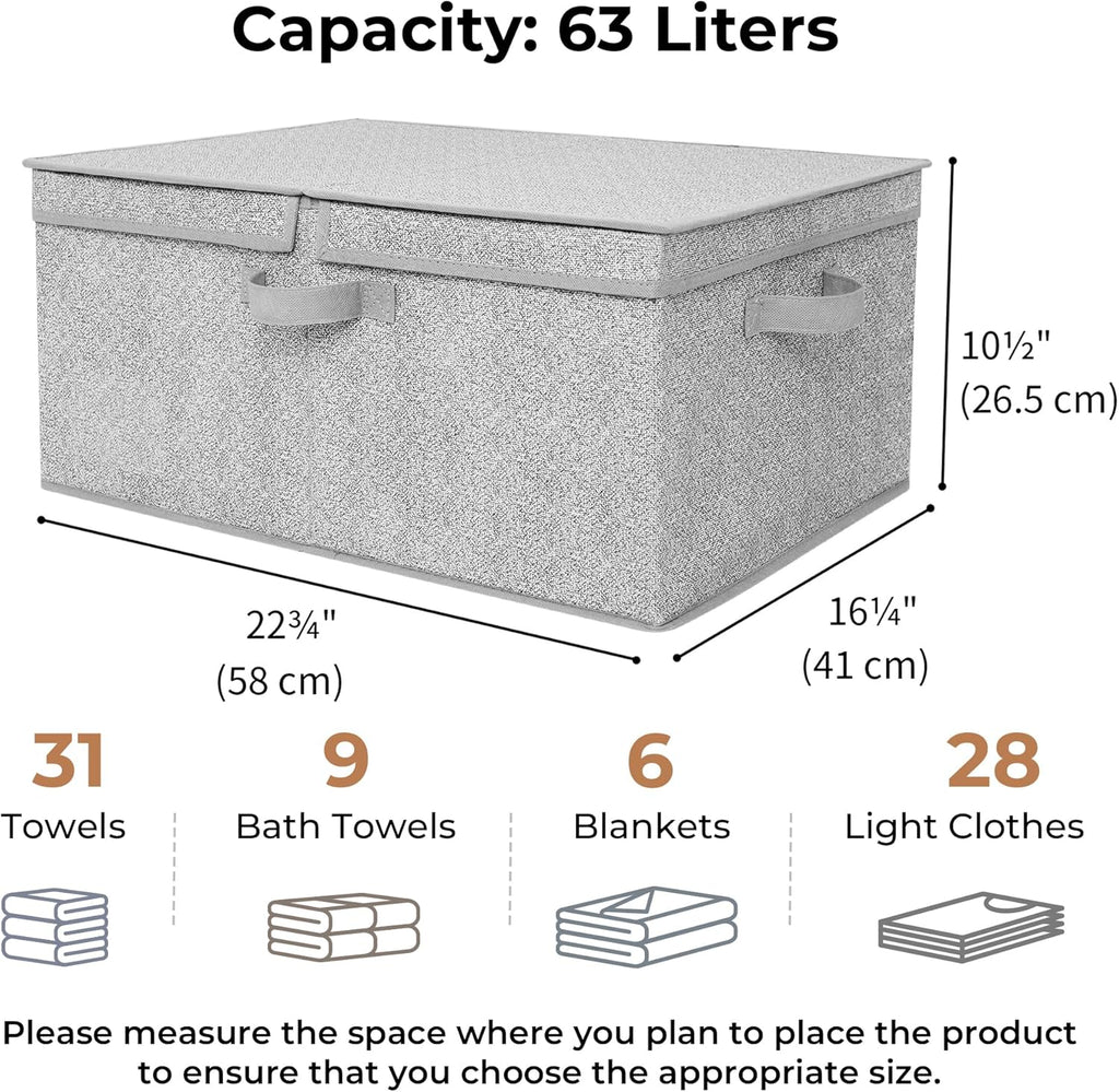 GRANNY SAYS Fabric Storage Bin with Lid, Decorative Storage Box, Extra Large Storage Baskets, Closet Organizer, Gray, 1-Pack