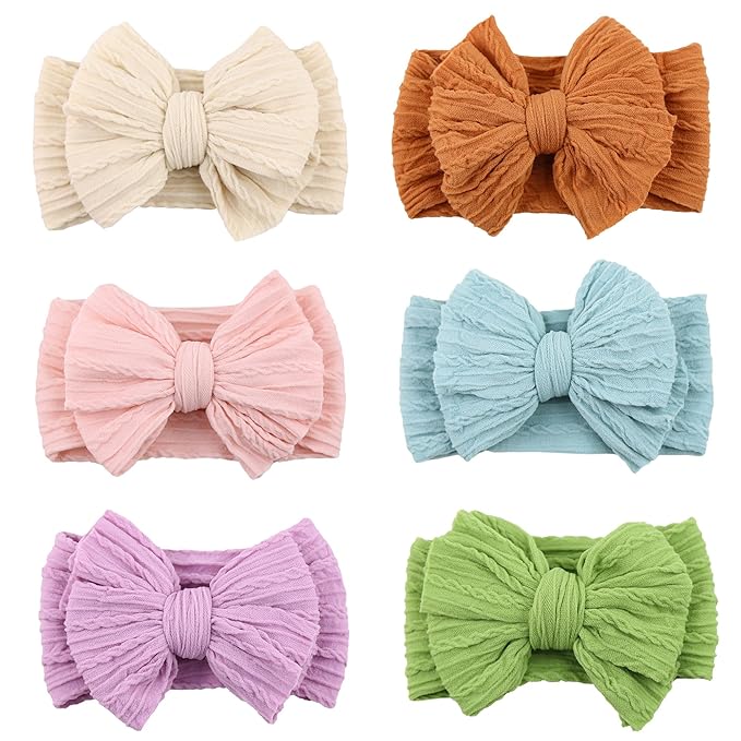 Baby Nylon Headbands Soft Hair Bow Elastics Hairbands Accessories for Baby Girls Newborn Infant Toddler Kids (Green)