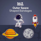 BioSwiss Bandages, Outer Space Shaped Self Adhesive Bandage, Latex Free Sterile Wound Care, Fun First Aid Kit Supplies for Kids and Adults, 24 Count