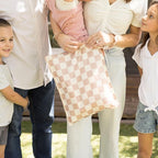 Tiny Twinkle Mess-Proof Waterproof Wet Dry Bag | 2-Pack Reusable Wet Bags for Swimsuits & Baby Clothes | Leakproof Wet Bag for Travel & Diaper Changes for Baby (Pink, Brown Checkers)