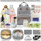 Diaper Bag Backpack Tote with Insulated Pockets for Men Baby Boys Girls Newborn Unisex Tactical Large Capacity, Multifunctional Waterproof Grey