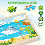 Puzzles for Kids Ages 4-6, 6 Packs 60 Pcs Wooden Jigsaw Puzzles for Kids Ages 6-8, Preschool Educational Vehicle Toys Gifts for 3 4 5 6 7 8 Boys Girls
