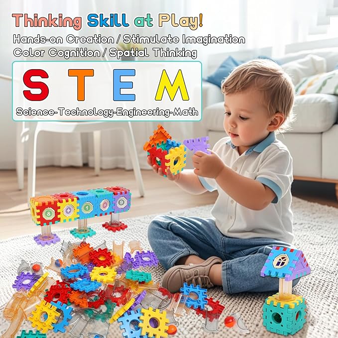 STEM Building Learning Toy, AOSITE 234PCS Marbles Run Kid Gift, Educational Race Track Construction Building Block for 5 6 7 8 9 10 11 12Years, Creative Marble Run Games Boy Girl Birthday Xmas Present
