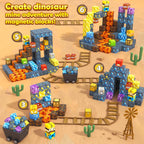 100PCS Magnetic Blocks-Build Mine Magnet World Jurassic Sword Dinosaur Toys Building Blocks for Boys Girls Ages 3-5 5-7, Classroom Must Haves Stem Education Sensory Kids Toys Christmas Birthday Gifts