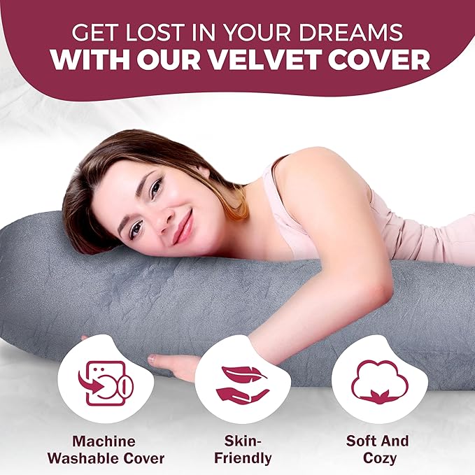 PILLANI Pregnancy Pillows for Sleeping – 57-Inch Maternity Pillow for Pregnant Women with Removable Washable Cover – Support for Back, Belly, Neck, Legs, and Hips – V C U Shaped Full Body Pillow