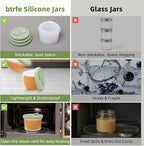 Silicone Baby Food Containers with Date-Tracking Lids, 6-Pack Reusable Snack Containers Food Storage Jars for Infants, Microwave, Dishwasher & Freezer Safe, 3 Sizes