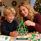 SpringFlower 594 PCS Christmas Tree Building Block Set, Rotating Music Box Christmas Building Block Tree for Boys Girls Adults, Xmas Gifts Decorations for Kids Adults Teens,Green