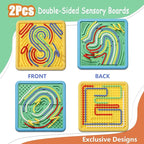 Sensory Activity Board for Kids & Toddlers: Double-Sided Fidget Board Toys with Storage Bag for Stress, Anxiety, ADHD & Autism | Tactile Sensory Toys for 3 4 5 6 Year Old Boys & Girls (2PCS)
