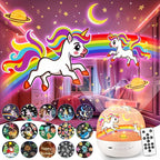 PIKOY Unicorn Toys for Girls Gifts, 15 Films+15 Lullaby Sound Machine for Kids Night Light Projector, Remote+Rechargeable Night Light for Kids Gifts, 360 °Rotation Princess Mermaid Toddler Girl Toys
