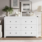 6-Drawer Dresser, Modern Wooden Storage Chest of Drawers, Dresser TV Stand, Wood Drawer Organizer with Metal Handles for Bedroom, Living Room, Hallway