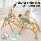 Tiny Land Pikler Triangle Set,7-in-1 Foldable Montessori Toddler Climbing Toys Indoor, Wooden Playground Jungle Gym for Kids, Climber Gift for Boys & Girls Toddler Climbing Toys (Rainbow)