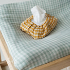 Baby Wipes Cover – Universal Size, One Size Fits All Wipes Packages | Muslin Cotton Tissue Cover for Nursery, Diaper Bag & Changing Table, Station | Gingham & Neutral Patterns (Mustard Yellow Gingham)