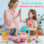 Flower Bouquet Craft Kit for Girls - Arts & Crafts Gift for 4 5 6 7 8 9 Year Old Girls, DIY Flower Making Toy Kit for Kids, Mess-Free Fun & Educational Activities for Preschool Kids, Birthday Gift