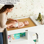 Baby Changing Table,Diaper Changing Table with Large Tabletop,4 Drawers,Open Storage Space & Side Shelves,Modern Storage Crib with Changing Table Dresser for Nurseries and Baby Rooms,White