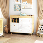 Baby Dresser Changing Table with Drawers,Shelf,Hidden Laundry Basket Storage,2 in 1 Nursery Dresser Chest for Infants, Baby Diaper Changing Station for Daycare,Bedroom,Natural