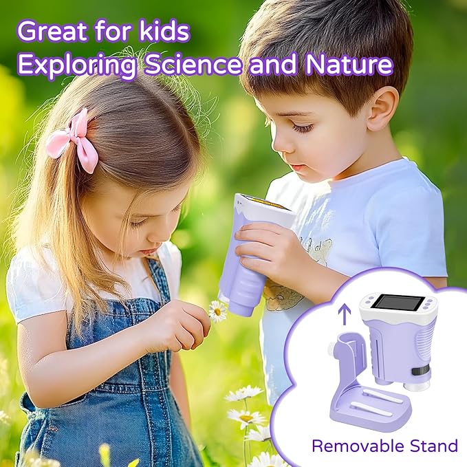 Mini 3-in-1 Pocket Microscope with Camera & Telescope, 32GB SD Card, 2.4" IPS HD Screen, Handheld Digital Microscope for Kids, Educational Science Kit, Christmas Birthday Gift for Boys Girls Ages 3-9