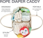 Diaper Caddy Organizer, Empty Gift Basket for Newborn Essentials, Baby Storage Basket, Stylish Gift Bag for Baby Shower, Boys and Girls – Small, White and Beige Brown