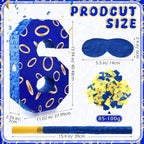 Number 6 Blue and Golden Rings Piñata for Kids Birthday Cartoon Theme Small Piñata with Blindfold Stick Confetti for Fiesta Cinco De Mayo Party Decor, 15.8 x 11 x 2.8 Inch