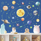 Glow in The Dark Stars and Planets for Ceiling, Glow Solar System Wall Stickers, Space Wall Decals for Kids Boys Room (Green)