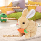 Easfan Easter Hopping Bunny Plush with Carrot Jumping Spotted Rabbit Ears Nose Moving Educational Plush Toy Interactive Toy Electric Birthday Gift for Toddlers Kids,7"