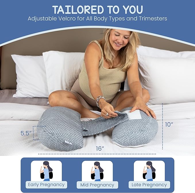 Plus Sized Pregnancy Pillow for Sleeping - Belly, Hip, Back Support for Pregnant Women -Maternity Wedge Pillow for Reducing Pregnancy Fatigue- Adjustable and Washable