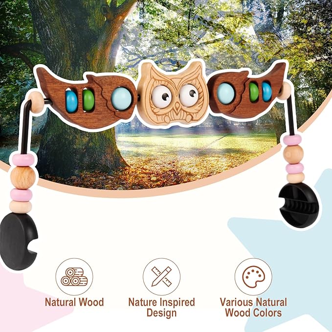 Baby Bouncer Toy Bar Compatible with Baby Bjorn Bouncer Toy Bar for Baby Bouncer, Durable Wooden Bouncer Attachment, Rotatable Infant Sensory Toy