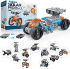 12-in-1 Solar Robot Kit for Kids 8-12, STEM Educational Building Toys with Solar Panel & Battery Power, DIY Science Experiment, Easter Birthday Gifts for Boys Girls 8 9 10 11 12 Years Old-Grey