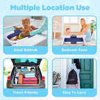 BEBELEH™ Collapsible Baby Bathtub – Bathtub + Baby tub Sling + Newborn Sling – Baby Bathtub Newborn to Toddler 0-24 Months – The Ultimate Travel Baby Bath Tub and Everyday Use! (Blue)