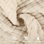 Yoofoss Muslin Baby Washcloths 100% Cotton Face Towels 6 Pack Wash Cloths for Baby 12x12in Soft and Absorbent Baby Wipes (Apricot)